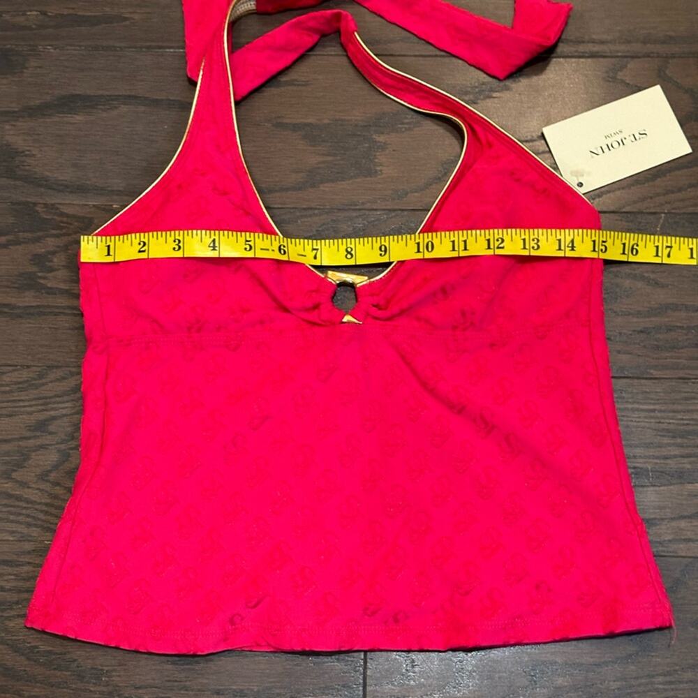 ST. JOHN Swim Monogrammed Hot Pink Halter Tankini Top Size 10 NWT - Picture 9 of 9